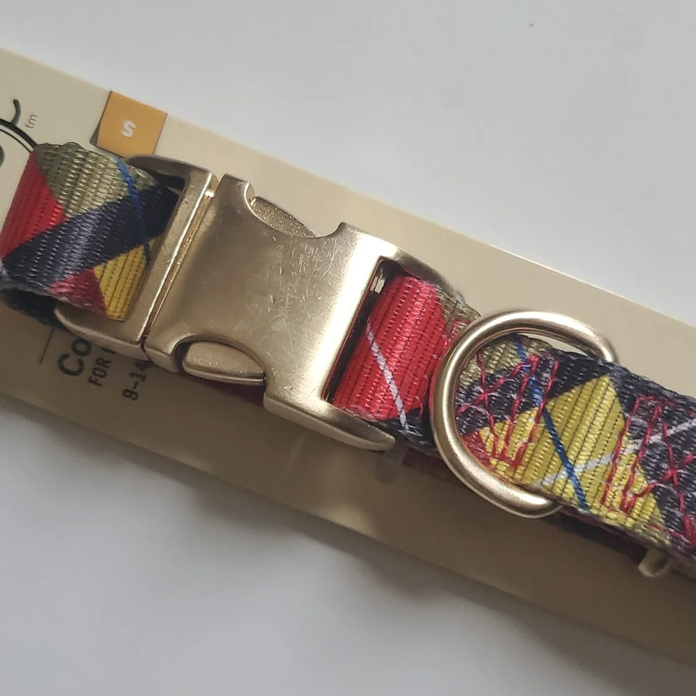 Bond & Co Red/Gold Plaid Collar, Small